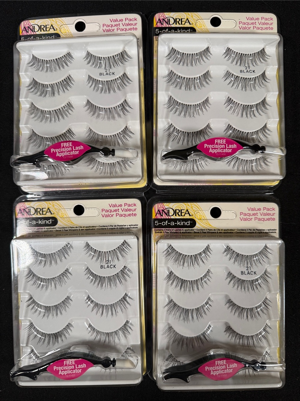 4 Pack Andrea 5-of-a-Kind 21 Black Lashes Value Pack Wholesale Reseller Lot